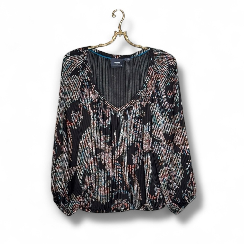 MAEVE BY ANTHROPOLOGIE Madeira Print
Burnout Black Multi Paisley Blouse SZ L - Picture 3 of 4
